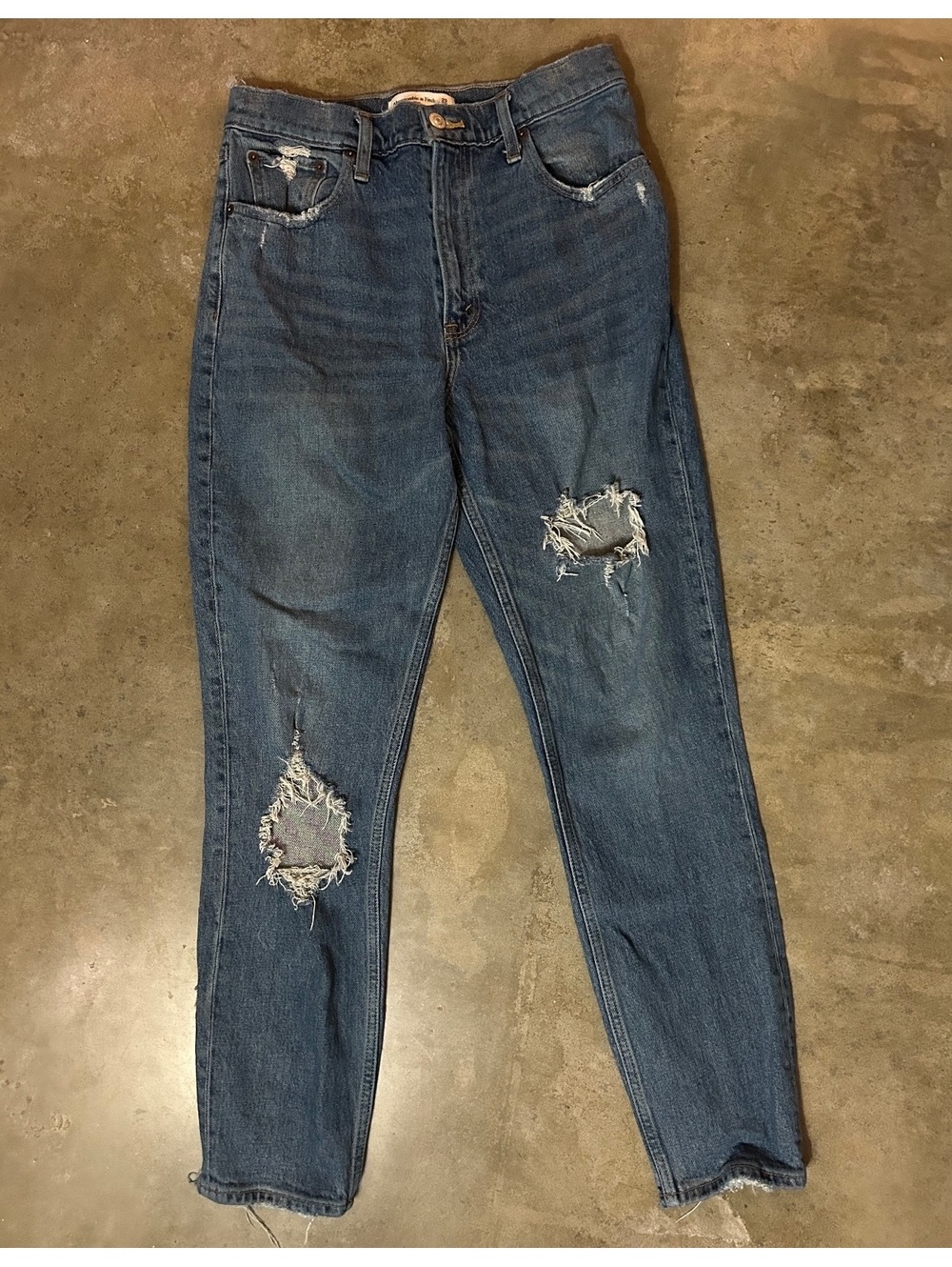 Abercrombie high rise distressed blue jeans